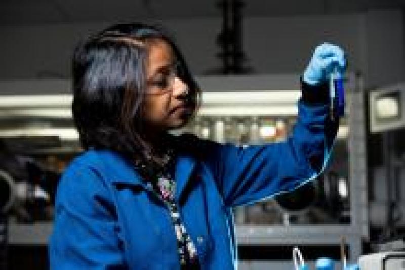 scientist assessing her work